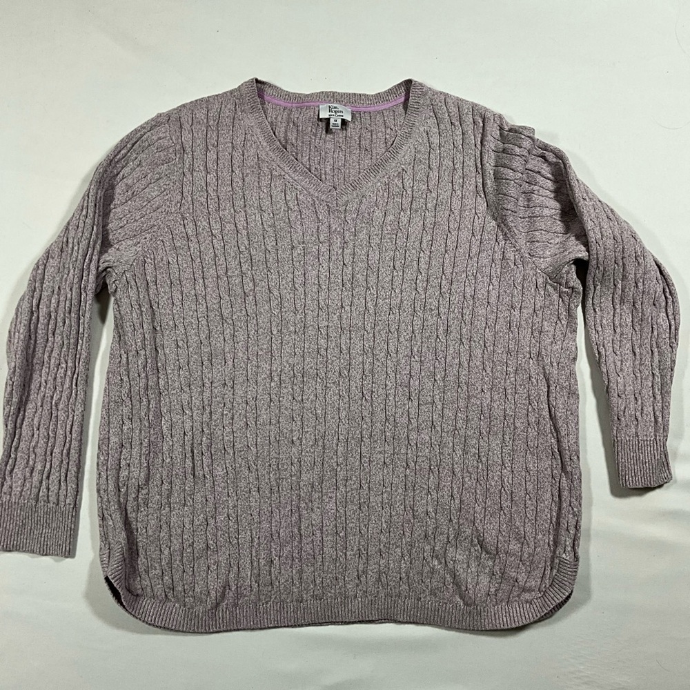 Kim Rogers Sweater 1X V-Neck Lavender